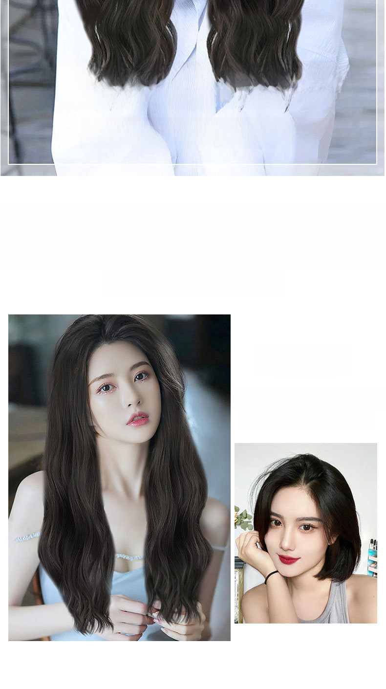 Pruik dames lang haar eendelige waterrimpel pruik onzichtbare naadloze haarverlenging driedelig lang krullend haar grote golf_voghion.com