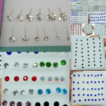 塑料胶针水钻耳钉盒装耳饰地摊货源女生小饰品混批发地摊热卖