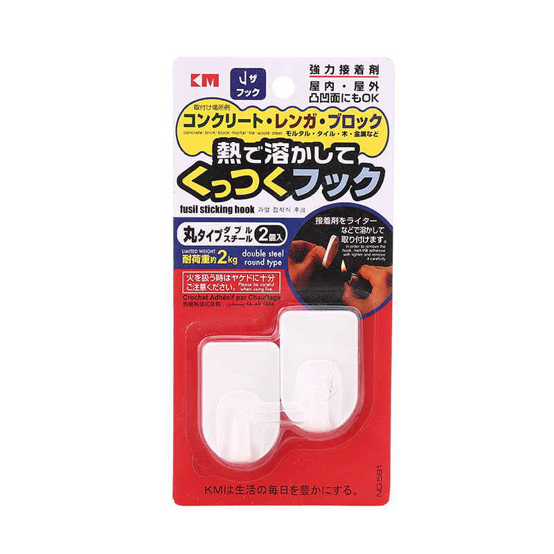 KM 581 cement wall Hot Melt Adhesive hook concrete tile board punch-free strong Hook 2 in