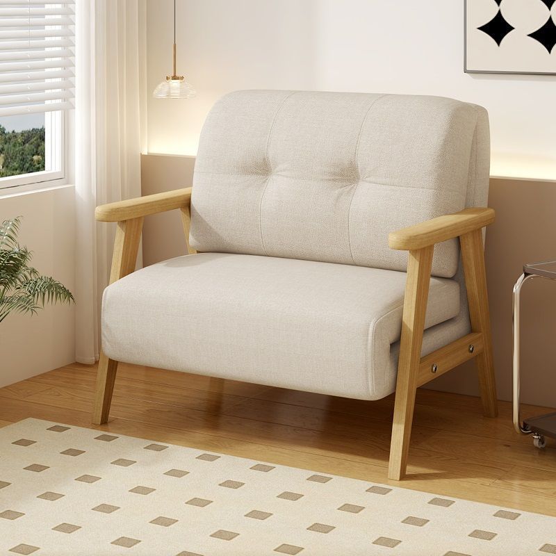 Foldable Solid Wood Sofa Bed Dual-Purpose Small Apartment Lazy Sofa Multi-Functional Living Room Double Simple Lunch Break Lounge Chair