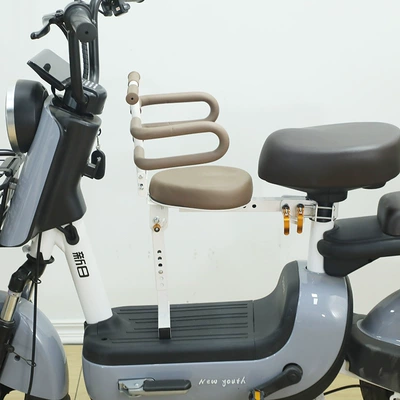 Battery Car Baby Seat | Electric car child seat - brown-seat-folding-armrest-guardrail