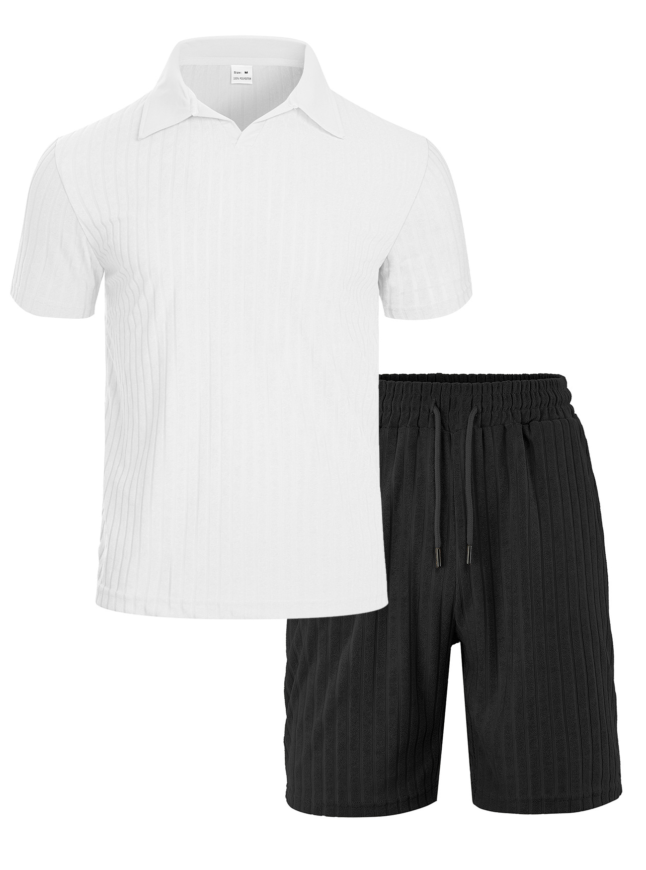 25 pantalones cortos de manga corta con textura europea y americana transfronteriza para hombres, deportes de ocio de verano, estilo de dinero viejo, camisa POLO de solapa