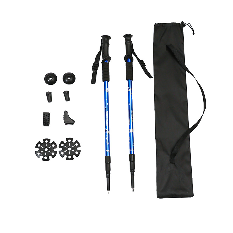 [Direct Factory] 2 paletas de bastones de montaña al aire libre de aleación de aluminio de bastones de montaña al aire libre de caminata con bolsas de tela doble muletas