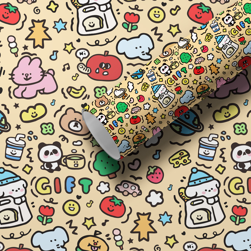 Lindo papel de regalo de graffiti Navidad hoja grande ins dibujos animados regalo de cumpleaños embalaje caja de regalo bolsa de regalo papel de libro