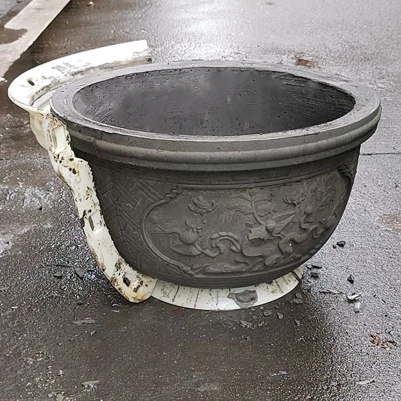 圆形复古水泥花盆模具自制上口灌浆混凝土盆栽盆景种树圆花盆模具