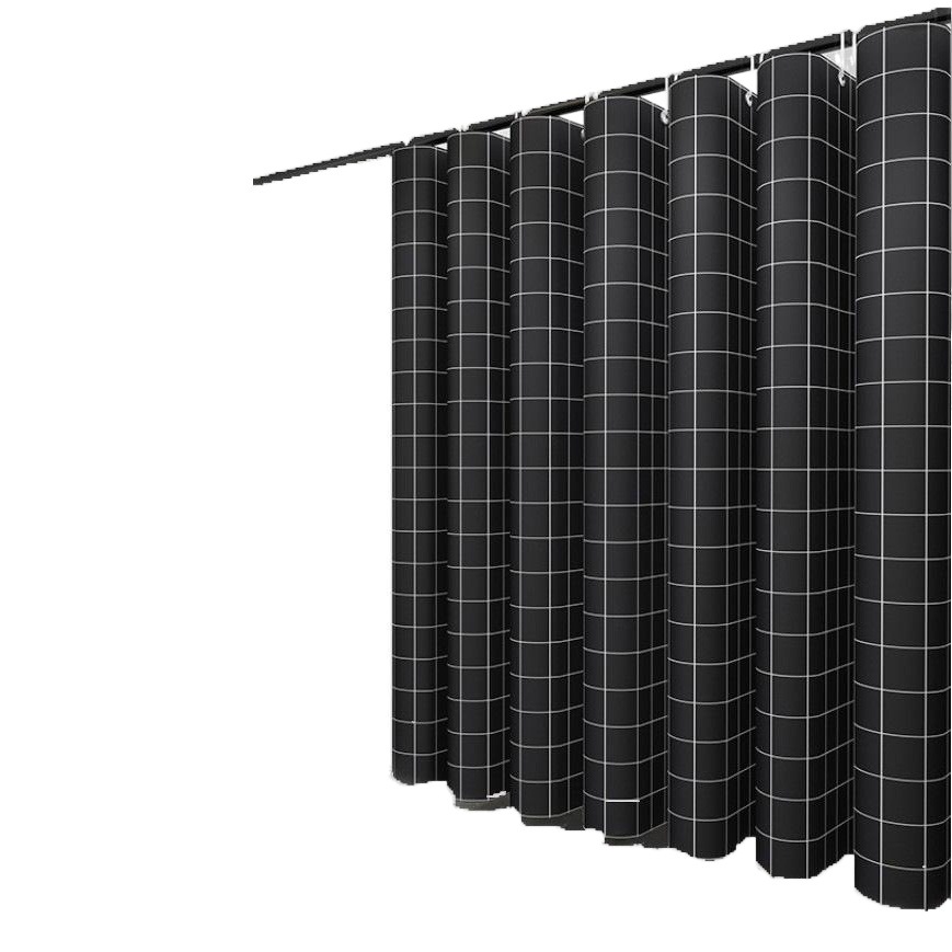 Amazon Venta caliente Cortina de ducha a cuadros negro gruesa cortina impermeable Cortina de ducha de poliéster cortina de baño a prueba de moho traje de cortina de ducha