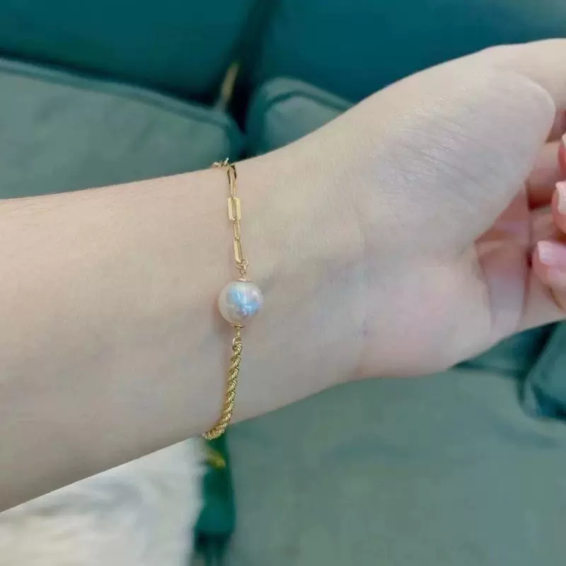 天然淡水珍珠手链9-10mm几乎无瑕纯银手链轻奢小众设计优雅现货