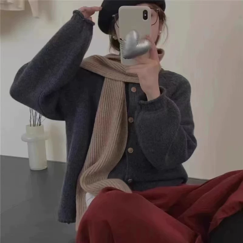Демисезонный цветной кардиган, свитер, куртка для отдыха, городской стиль, оверсайз