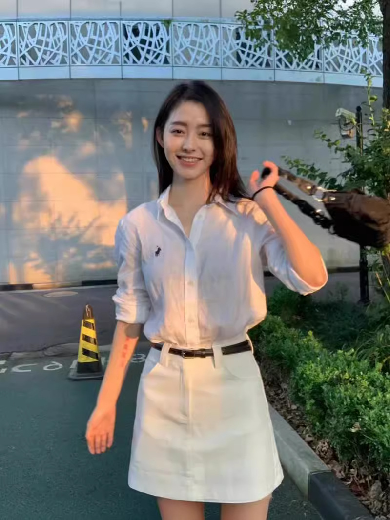 オリジナル外国貿易 PL クラシックポニー刺繍リネンリブ長袖通勤カジュアルルーズ多用途シャツ女性用