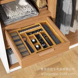 跨境竹制刀叉收纳盒可扩展厨房银器餐具支架伸缩款抽屉首饰托盘
