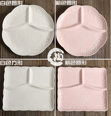 創意蝴蝶浮雕餐盤飯盤分隔餐盤三層分格快餐盤早餐盤圓形可微波爐