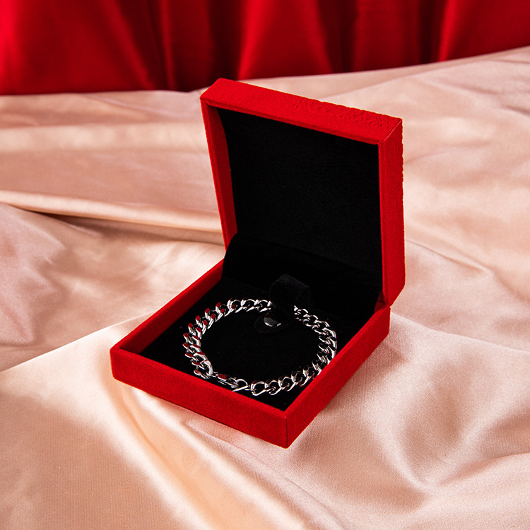 Caja de joyería de franela impresa en ángulo recto anillo pulsera caja de pulsera colgante collar colgante caja de embalaje de regalo en stock