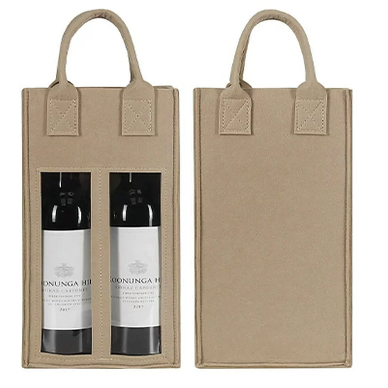 Фетровая подарочная сумка премиум-класса для двух бутылок вина, большая переносная коробка для хранения вина, с возможностью нанесения логотипа производителя