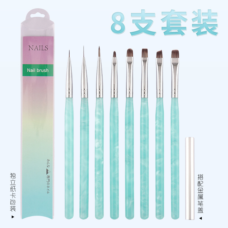 日本式の新しい玉藍美甲筆セットの線引きの筆の色絵の筆のグラデーションの筆の光の治療の筆の秋菊の大きい方の丸いペン|undefined