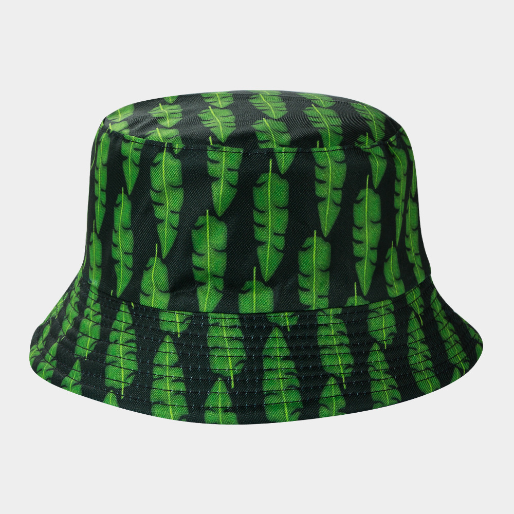 Fashion New Leaves Avocado Orange Plant Printed Reversible Bucket Hat Wholesale display picture 2