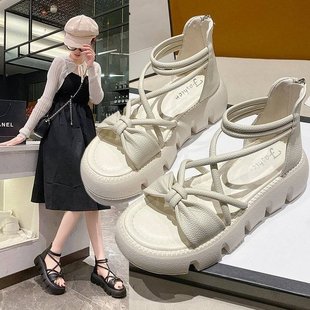 Roman Sandals Women's 2024 Summer Outwear Gentle Chanel Style Dress Small Height Increased Platform Sandals