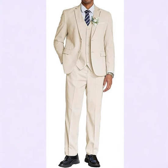 Men's Three Piece Suit Casual Lightweight Blazer Jacket Vest Pants Set for Wedding Business Slim Fit