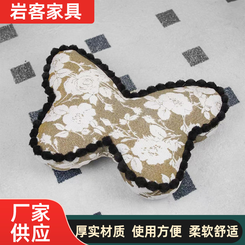 French Retro Butterfly Pillow, Living Room Sofa Cushion, Bedroom Headboard Cushion, Removable and Washable Bed Cushion