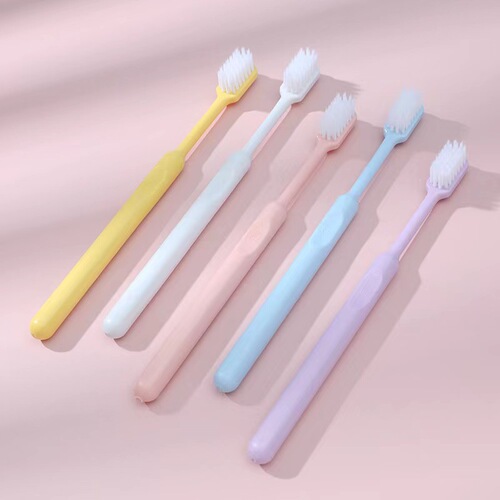 Ten macaron toothbrushes for home use, fine soft-bristled toothbrushes for adults and couples, candy-colored bucket toothbrushes