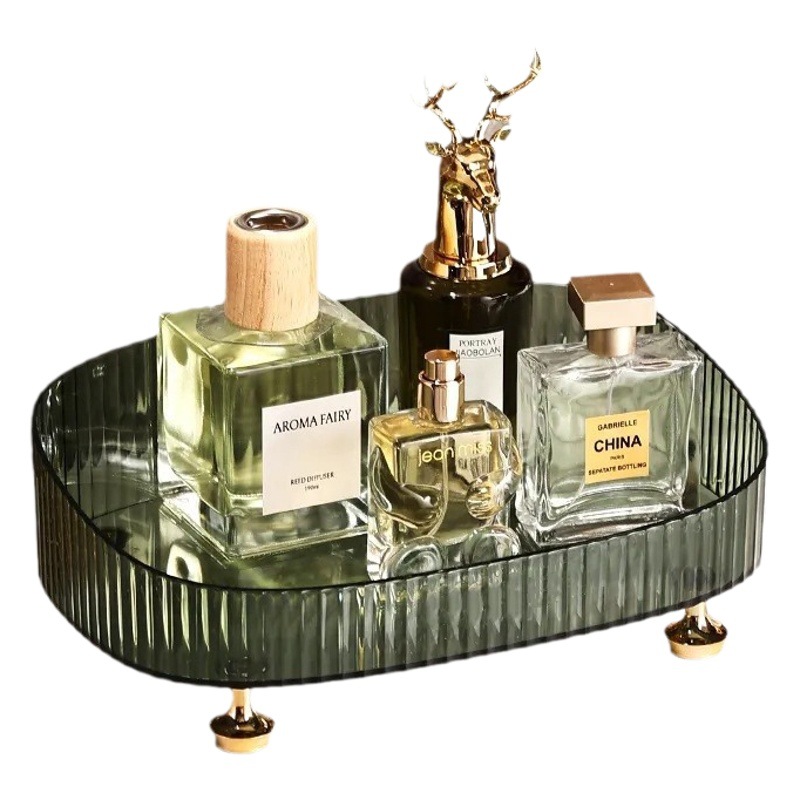 Caja de almacenamiento de tocador de escritorio caja de almacenamiento de cosméticos de alta gama Luz de lujo llave de entrada bandeja de almacenamiento de artículos diversos