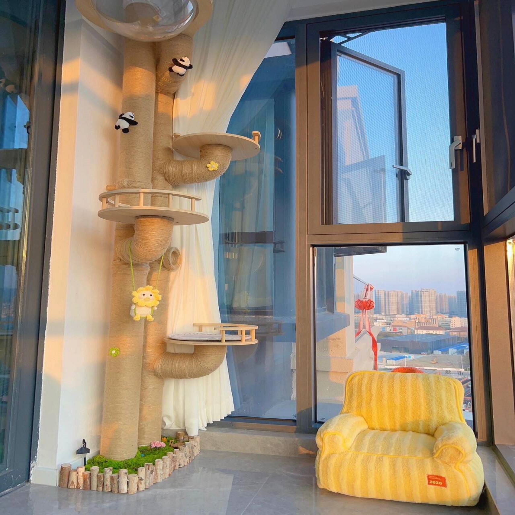 下水道管装饰遮丑室内暖气管DIY改造阳台水管美化自制猫爬架跳台