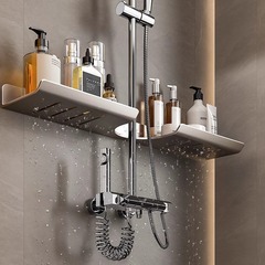 Shower Head Wall Mount Rack without Drilling, Bathroom Shower Room Shower Gel Shampoo Wall Mounted Tray Storage Shelf