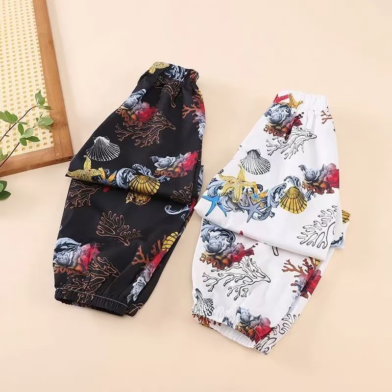 Summer Thin Pants for Older Children, Girls' Loose Stylish Ice Silk Lantern Pants, Summer Children's Mosquito-Proof Pants