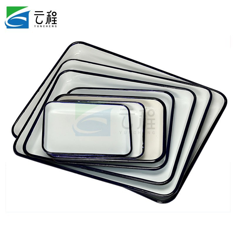 搪瓷方盘 调色用白色盘子实验化工托盘长方形消毒盘上海白鹅