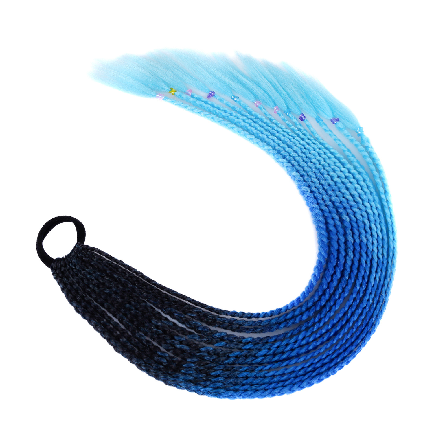 Cola de caballo C9# Negro+azul zafiro+azul cielo