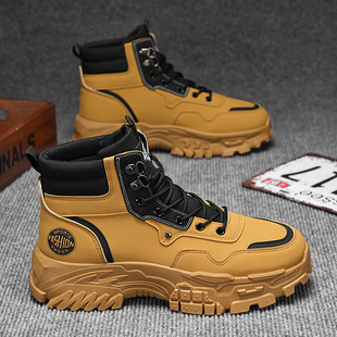 Martin Boots Men's Shoes Autumn New Breathable High-top Tooling Shoes Men's Korean-style All-match Thick-soled Mountaineering Short Boots