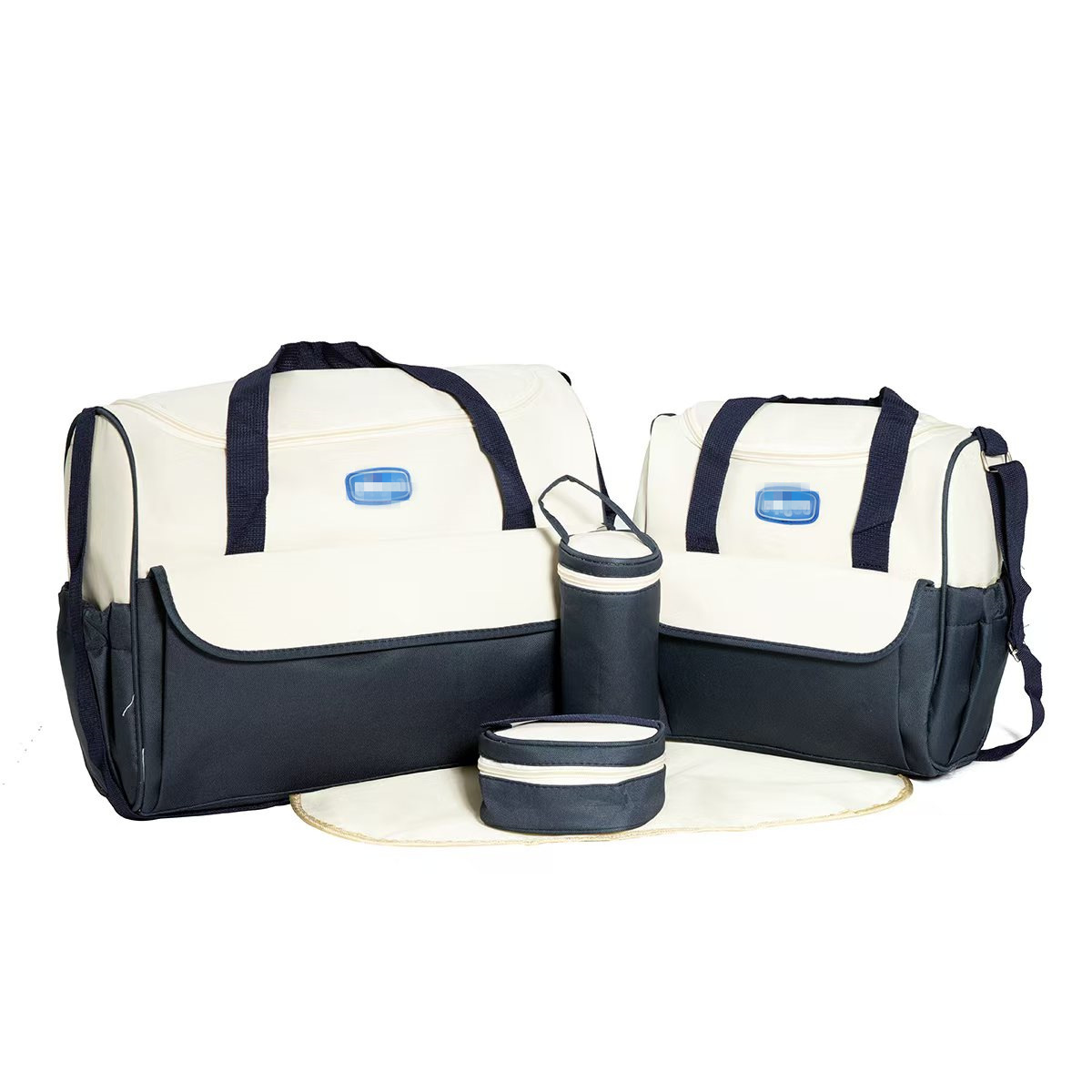 Conjunto de Cinco Piezas de Bolsa Maternal Acolchada con Diseño de Cuadros, Bolsa Maternal Multifuncional de Gran Capacidad para Guardar Pañales, de Hombro o Cruzada