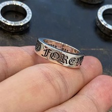 纯银925CH克罗伈永恒之心forever戒指经典复古做旧情侣男女送礼物