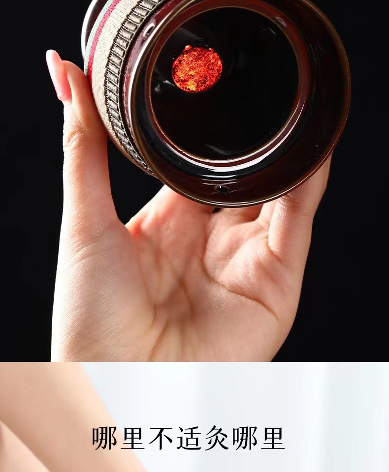 Ceramic Moxa Cup Moxibustion Jar with Double Layer Ceramic Body for Home Warming Therapy 330g specifications