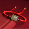 Fashionable red rope bracelet jade suitable for men and women for beloved, simple and elegant design