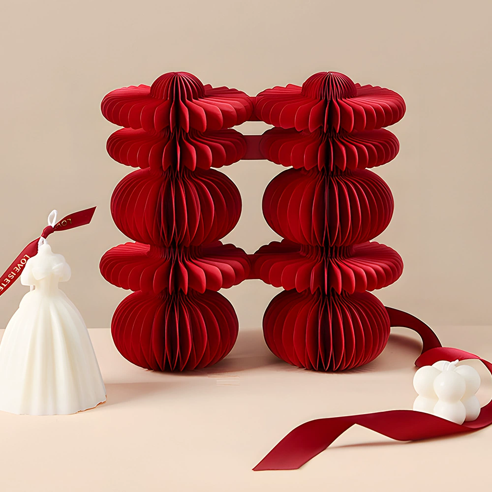 Набор украшений в виде сотового шара «Двойное счастье» для украшения свадебной комнаты, демонстрации обручального стола, трехмерные свадебные принадлежности «Двойное счастье».