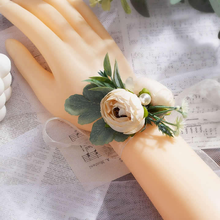 European-Style Minimalist Wedding Wrist Flowers, Fresh and Simple Wrist Flowers for Brides, Western-Style Bridesmaid Wrist Bouquets, Wedding Dress Hand-Tied Flowers