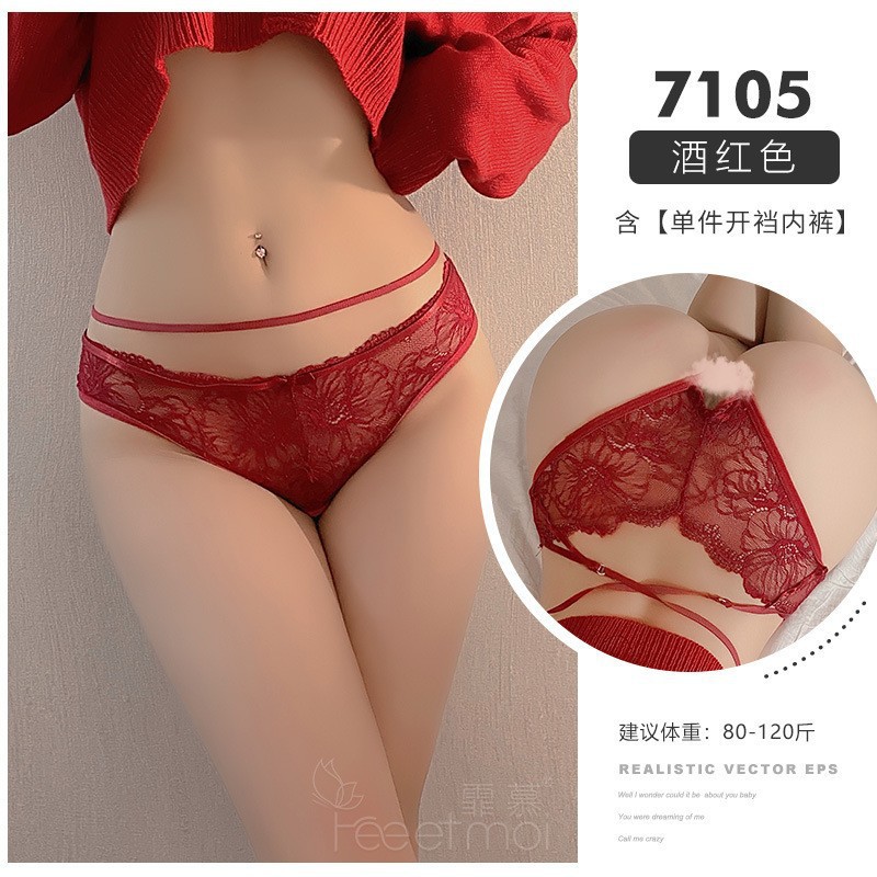 Lingerie sexy de mujer de tamaño grande, entrepierna abierta, pantalones en T, perspectiva de seducción, ropa interior pasión al por mayor