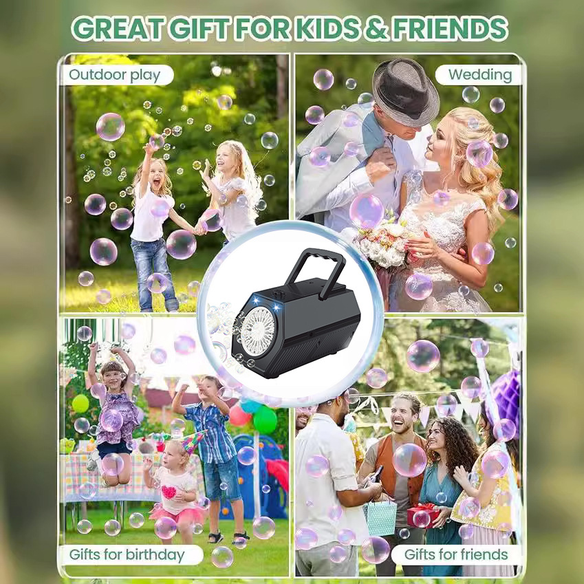 Máquina de burbuja de boda transfronteriza versión recargable escenario máquina de burbuja luz eléctrica al aire libre juguetes en línea para niños image 5