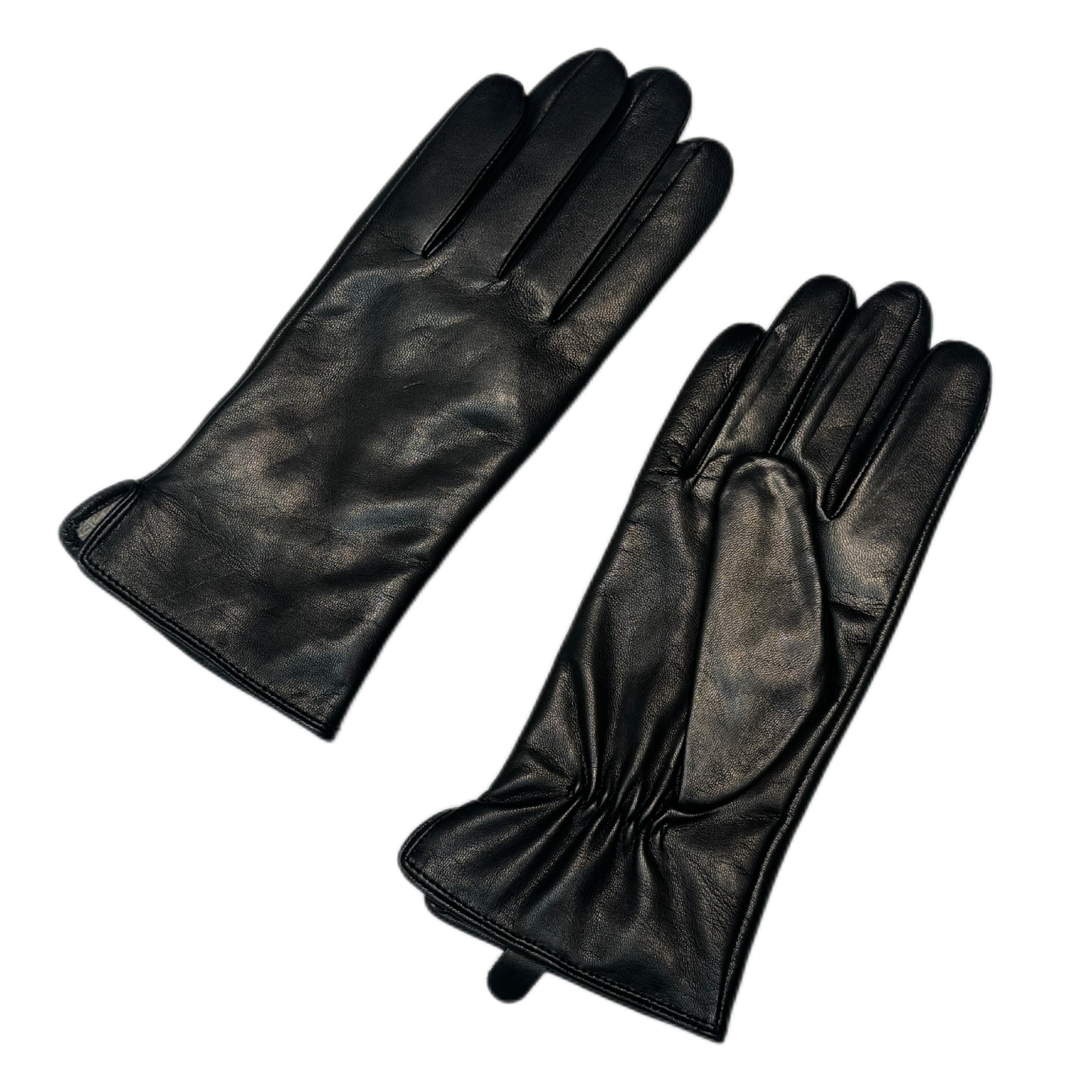 Guantes de piel de cordero delgados de moda, guantes de cuero para montar guantes de dedo a prueba de viento.