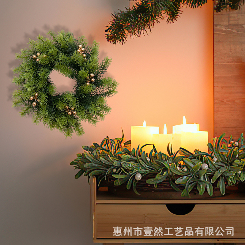 在庫あり Amazon クリスマスガーランドドアリングシミュレーション松葉ガーランドクリスマス人工緑の植物装飾ドアと窓の吊り下げ装飾|undefined