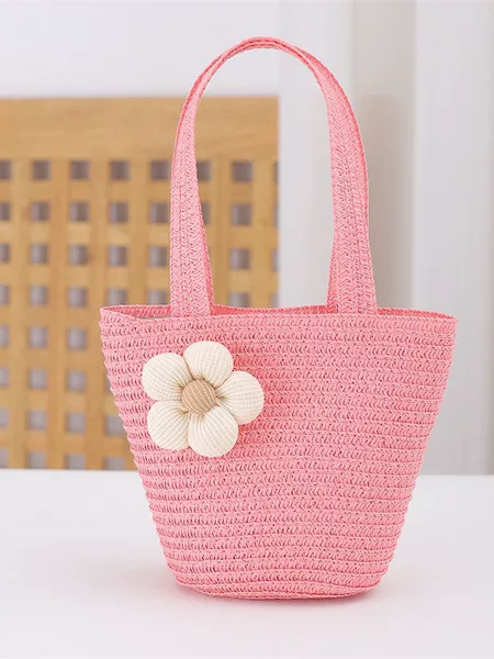 New Straw Bag Seaside Woven Bag for Women 2025 New Girl Flower Straw Bag Shoulder Bag Beach Vacation Bag