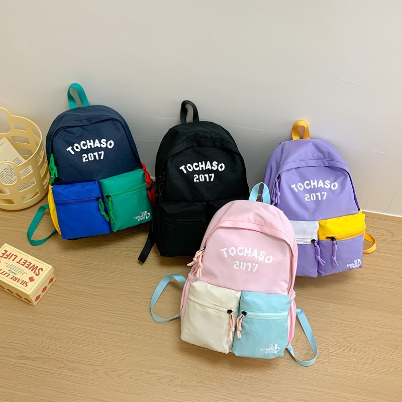 Mochila de estilo coreano para niños y niñas con letras de aire extranjero, mochila infantil de gran capacidad para estudiantes de primaria, mochila escolar