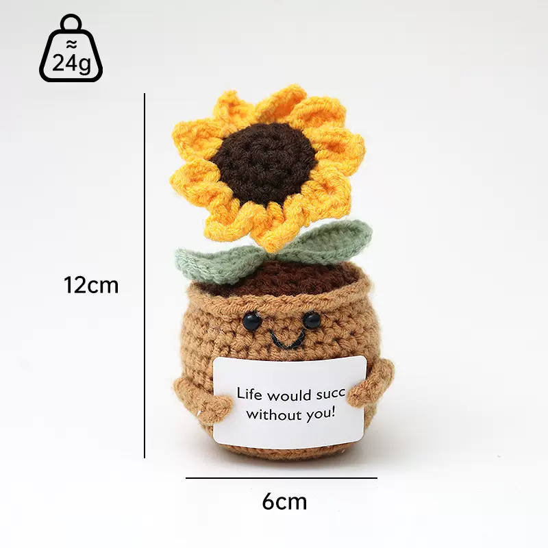 亚马逊跨境新品毛线水果玩偶植物蔬菜萌系手工钩织摆件正能量卡