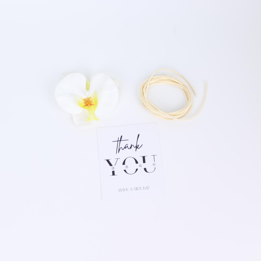 Orquídea de mariposa blanca + cuerda + tarjeta de felicitación aleatoria; accesorios