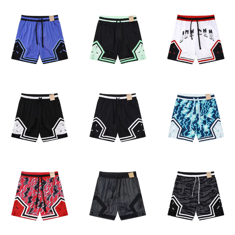 American-Style Knee-Length Shorts for Men, Large Mesh Breathable Quick-Dry Quarter-Length Fitness Shorts Basketball Training Shorts High Quality