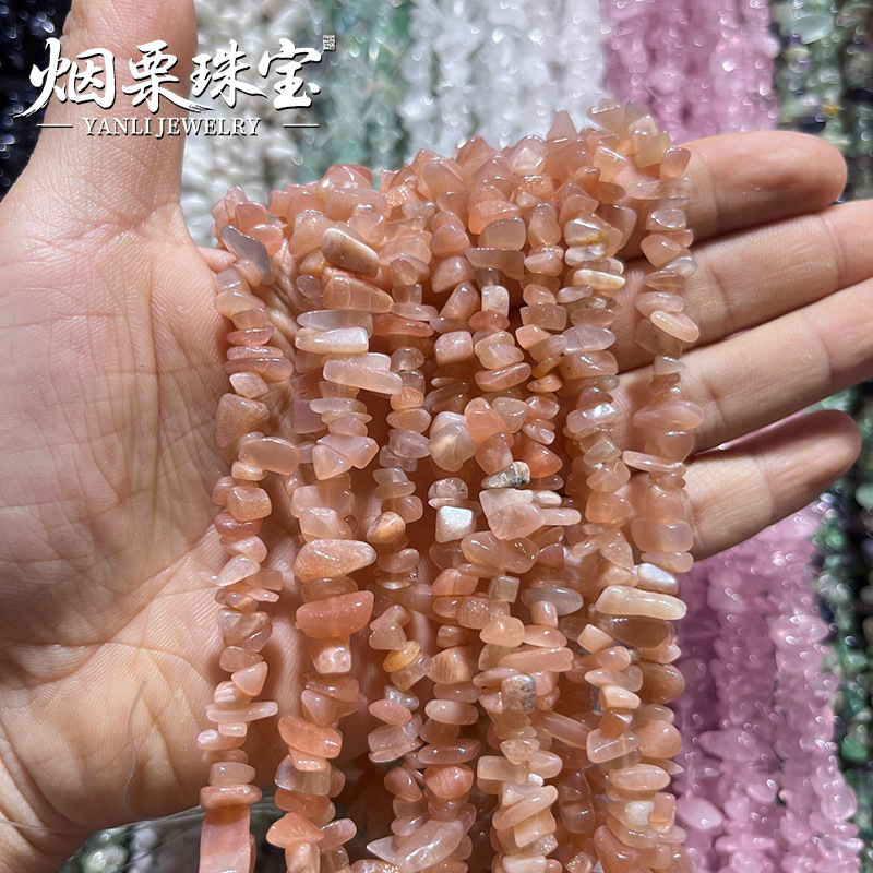 Natural orange moonstone sunstone bracelet, approximately 80cm in length