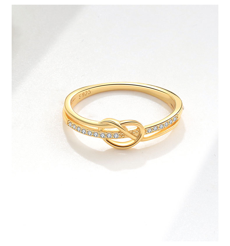 Inlay Design 18K Gold Plated 925 Sterling Silver Zircon Knot Rings 925 Sterling Silver Rings