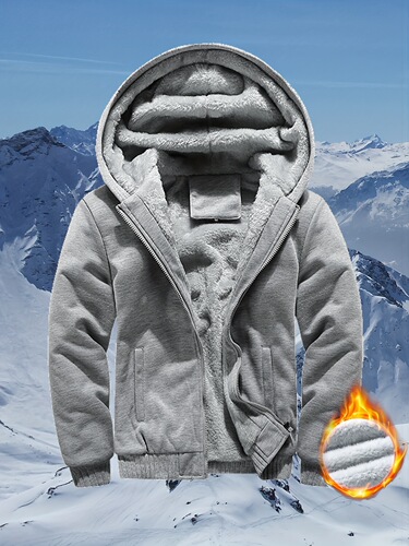 Zip up Slant Pockets Hooded Jacket Casual Thermal Long Cross-border