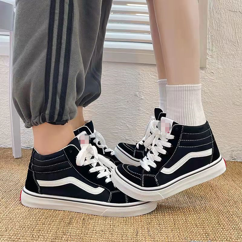 High-top canvas shoes men and women Kore...