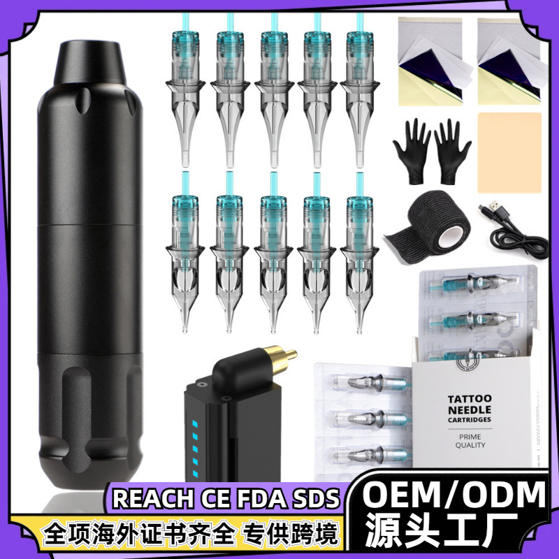 Bordado dragón batería máquina de tatuaje traje nueva batería recargable tatuaje pluma traje conjunto completo traje de tatuaje equipo de tatuaje